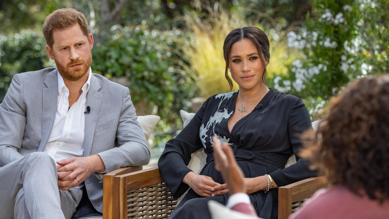 In their Oprah interview, Prince Harry and Meghan spoke about ‘The Firm’ and ‘The Institution’. Picture: Harpo Productions/Joe Pugliese via Getty Images