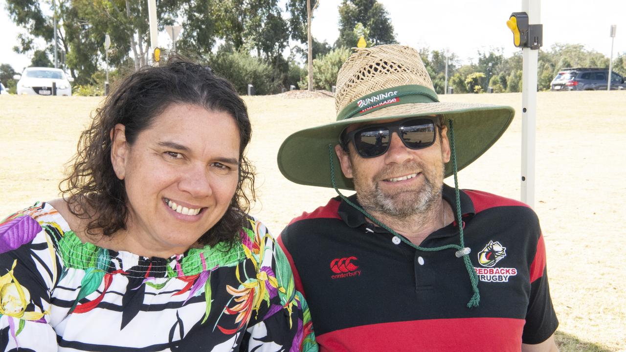 Tawana and Paul Carmody. Brett Forte Super 10s Memorial Rugby Challenge. QPS vs The Army. Saturday, August 14, 2021. Picture: Nev Madsen.