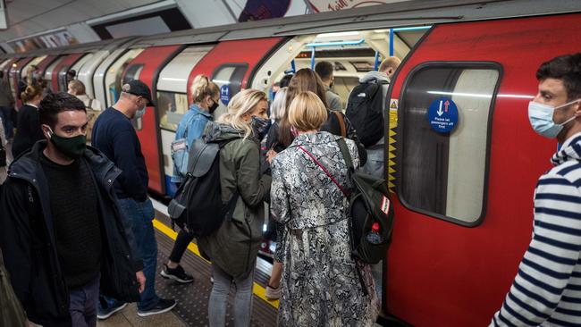 Mask wearing on public transport is now mandatory in England. Picture: AFP.