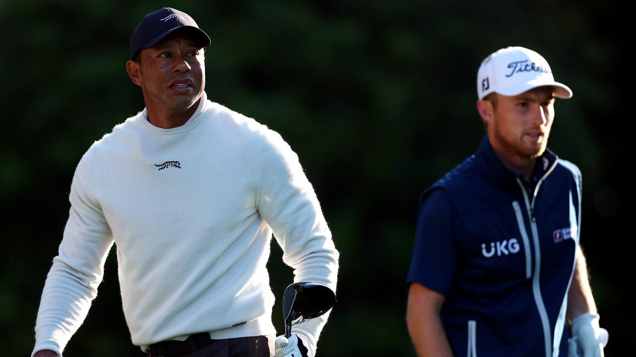 Woods and Zalatoris (right) shared a practice round at Augusta ahead of the Masters. (Photo by Maddie Meyer/Getty Images)
