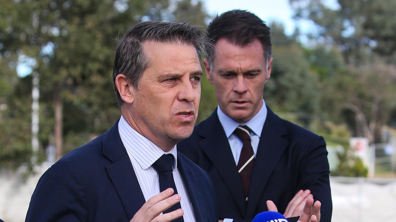 Minister for Health Ryan Park and NSW Premier Chris Minns unveil the new designs for Rouse Hill Hospital in Sydney. Picture: Gaye Gerard