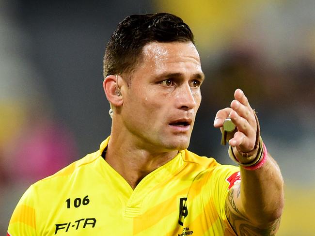 NRL; North Queensland Cowboys Vs Manly Sea Eagles at Queensland Country Bank Stadium, Townsville. Referee Henry Perenara  . Picture: Alix Sweeney