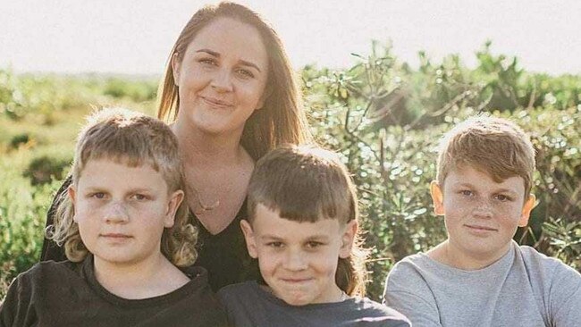 Gwendolyn Clapham with her sons Mason Squires, 15, Lucas Squires, 14, and Cameron Clapham, 12. Picture: Supplied