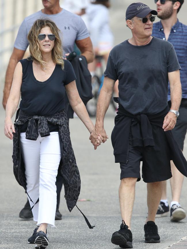 Tom Hanks and his wife Rita Wilson in Bondi. Picture: Backgrid