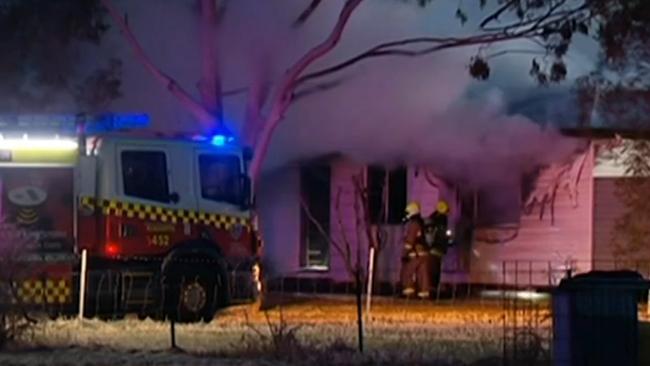 The scene of the fatal house fire on Bylong Rd, Tamworth in northern NSW. Picture: SKY