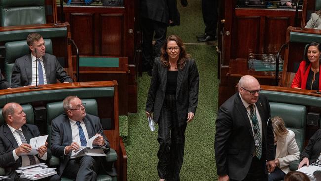 Victorian Treasurer Jaclyn Symes prepares to deliver her budget speech. Picture: Getty