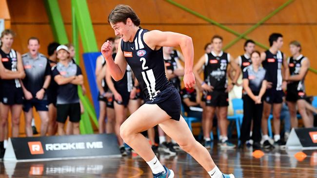 Tobyn Murray competees at the 2023 pre-season testing day. Picture: Josh Chadwick/AFL Photos via Getty Images