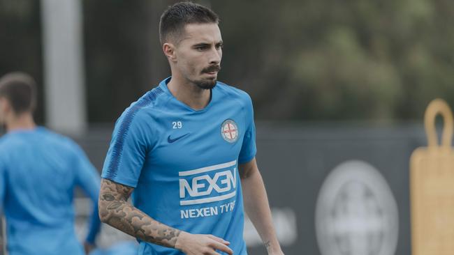 Melbourne City recruit Jamie Maclaren will be thrown straight into the action against Adelaide United. Picture: MCFC