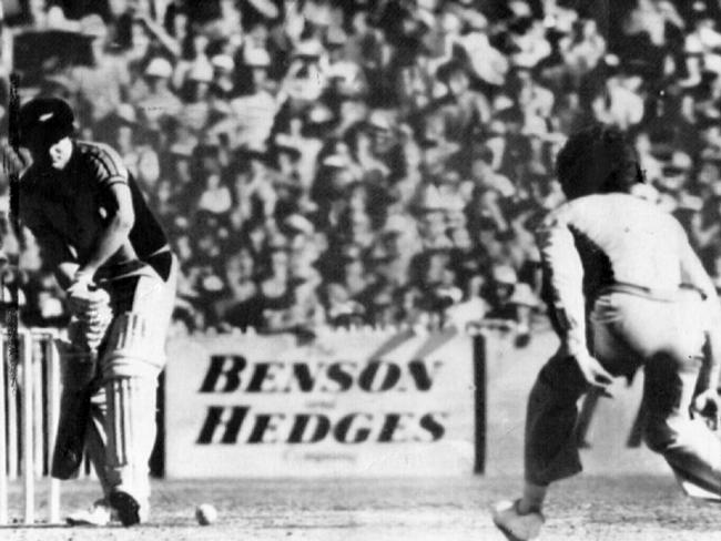 The other Trevor Chappell bowls underarm at the MCG in Melbourne in 1981.