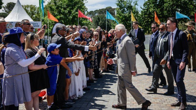 King Charles greets locals at the major community event in Western Sydney. Picture: Brook Mitchell/Getty Images