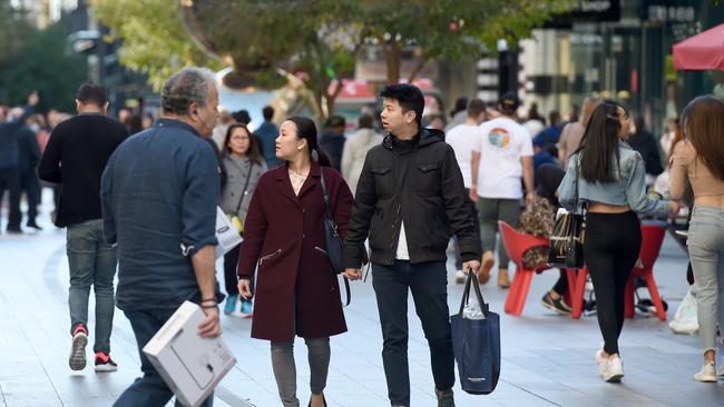 Shoppers in Rundle Mall in June. Picture: Naomi Jellicoe