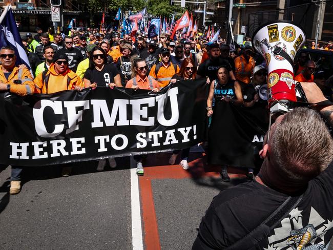 Industry insiders say despite CFMEU executives being sacked when administrators took over, ‘nothing has changed’ when it comes to its control of the Big Build. Picture: AFP