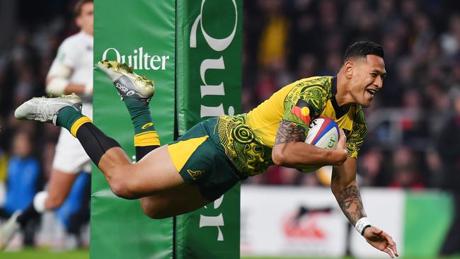 It is looking increasingly as though Israel Folau has played his last match for the Wallabies. Picture: AFP