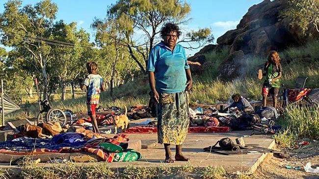 Kate Pitjara, one of about a dozen people living rough on the concrete slab a couple kilometres outside of Alice Springs Credit: Kerrynne Liddle