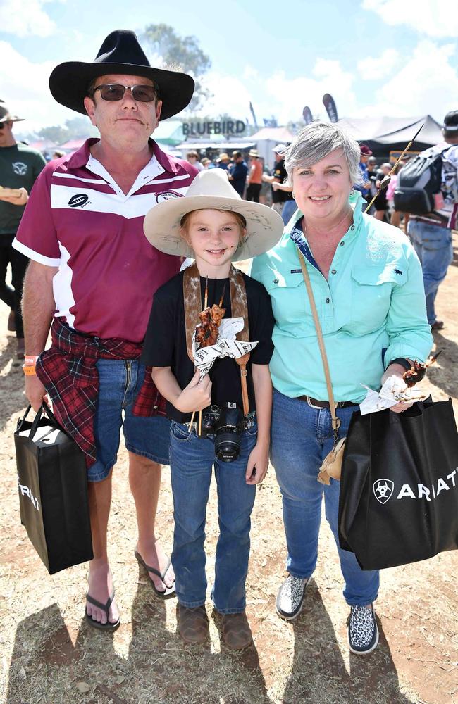 Dave Parfitt, Zoe Lewis and Anna Parfitt at Meatstock, Toowoomba Showgrounds. Picture: Patrick Woods.