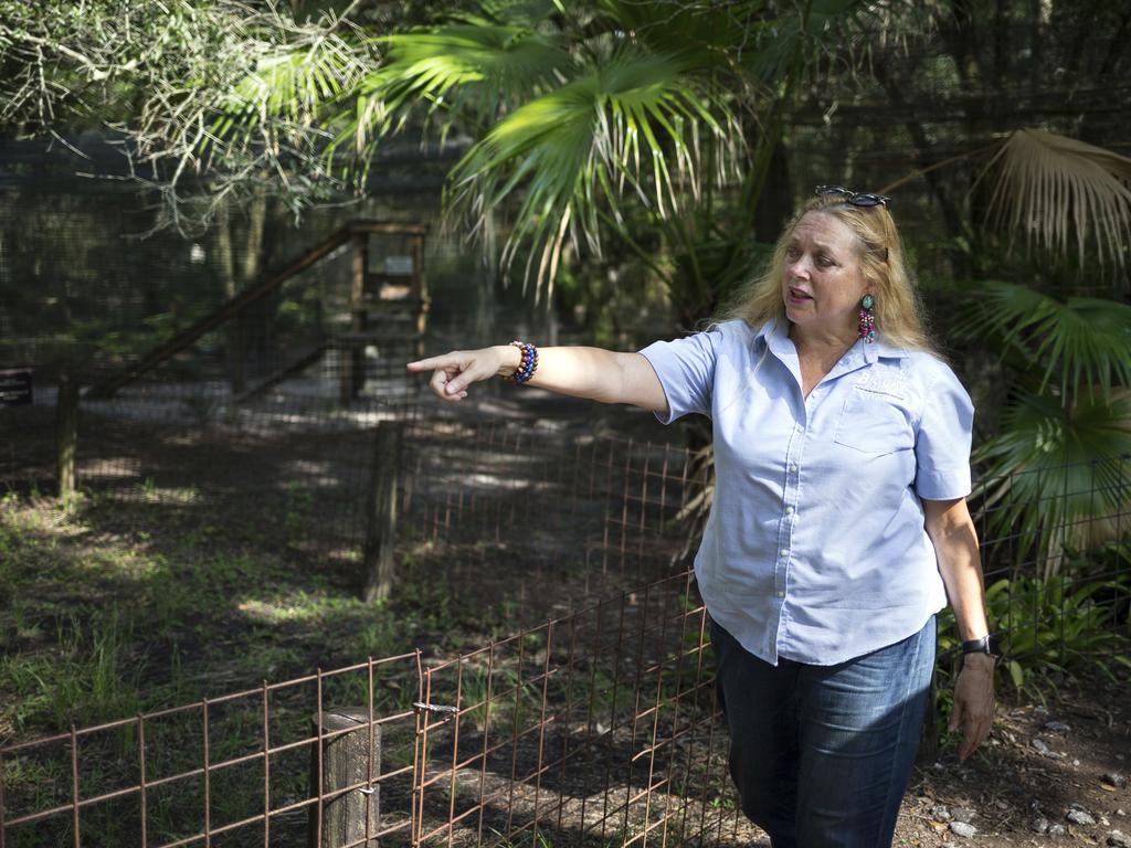 Carole Baskin at her property in Florida. Picture: Loren Elliott/Tampa Bay Times via AP