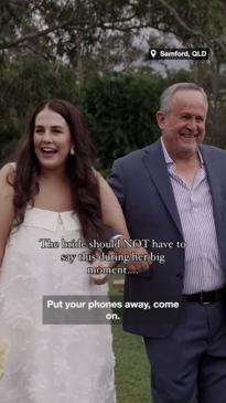 Bride tell wedding guests to put their phone away