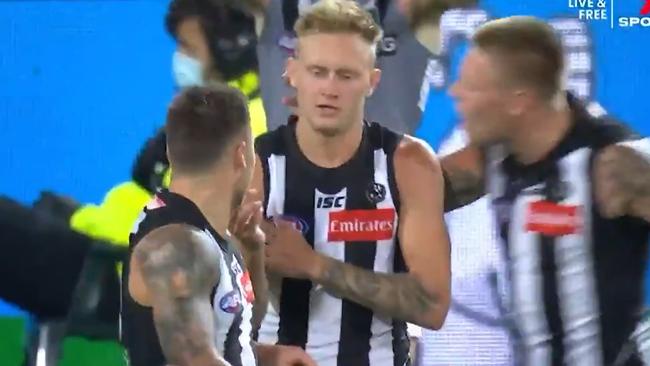 Jaidyn Stephenson appeared to admit that his kick had been touched off the boot.