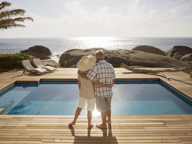 Wealthy rich retirement, people at luxury home money generic