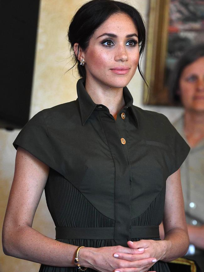 Meghan, the Duchess of Sussex, attends an afternoon reception hosted by the Governor-General and Lady Cosgrove. Picture: Andrew Parsons/Getty Images