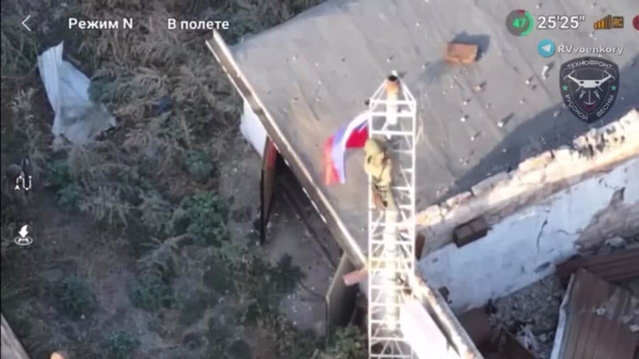 Russian flags raised over buildings in Ukraine's embattled Vuhledar