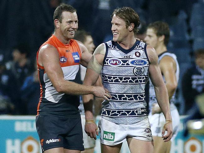 Steve Johnson with Josh Caddy after the match. Picture: George Salpigtidis