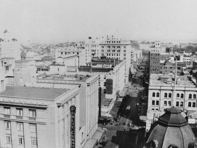 Elevated view overlooking Edward Street, Brisbane in 1940. Picture: John Oxley Library, State Library of Queensland