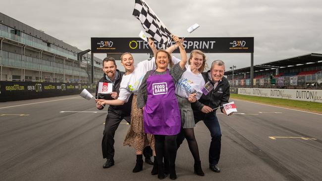 Brianna Martin from CanTeen, Steven Yeo and Ray Creen (St John), Sarah Davies (Foodbank) and Darcy Trebilco (Little Heroes). Picture: Brad Fleet