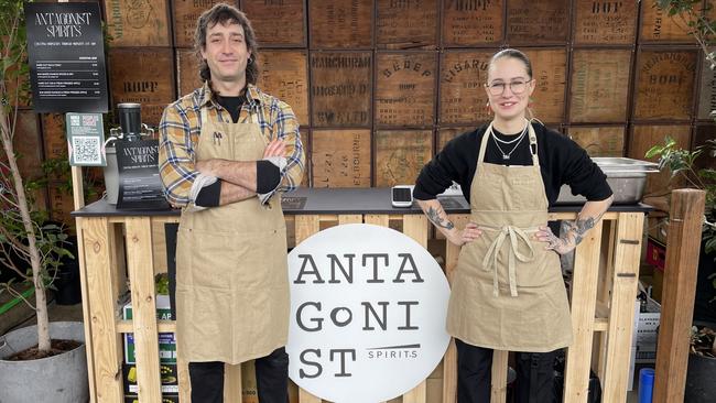 Addam Winkels and Thea Webb from Antagonist Spirits at the 2023 Mould Cheese Festival in Melbourne. Picture: Athos Sirianos.