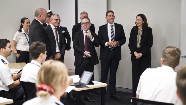 Qantas CEO Alan Joyce speaks to student pilots at the official opening of Qantas Pilot Academy in Toowoomba.