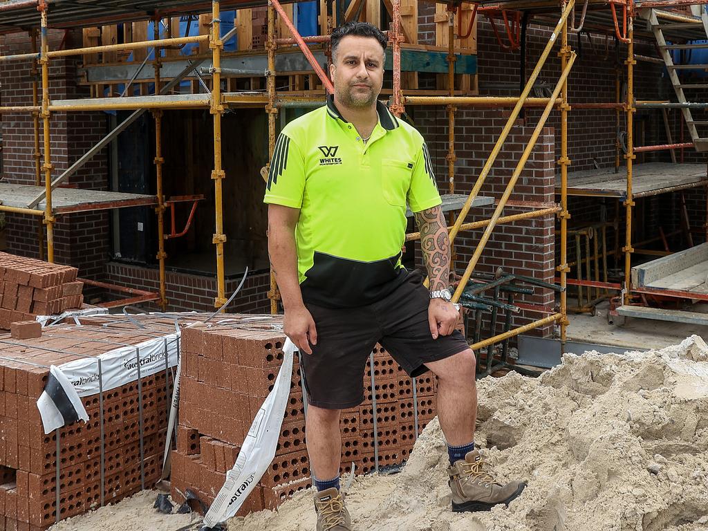 Mark Anthony outside his half built Porter Davis house in Mitcham, Melbourne. Picture: Ian Currie