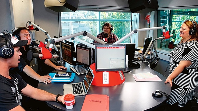 In the Nova 100 studio with (from left) Jonathan Brown and Sam Pang in 2016. (Picture: Supplied)