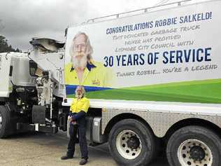 SURPRISE! Robbie Salkeld with Lismore City Council’s sneaky design on the side of his truck.