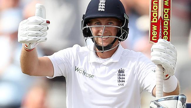 England's Joe Root celebrates his 250 against Pakistan.