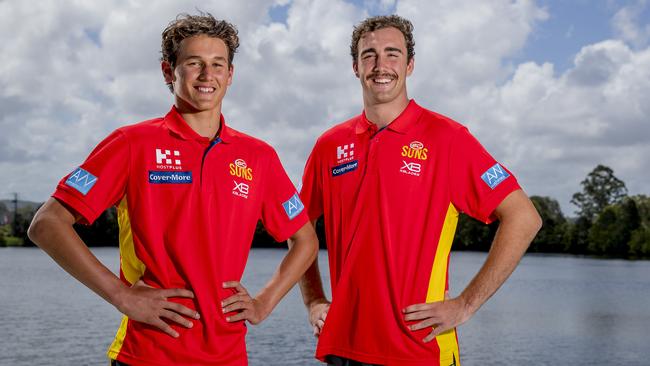 New Gold Coast Suns players Wil Powell and Brayden Crossley. Picture: Jerad Williams