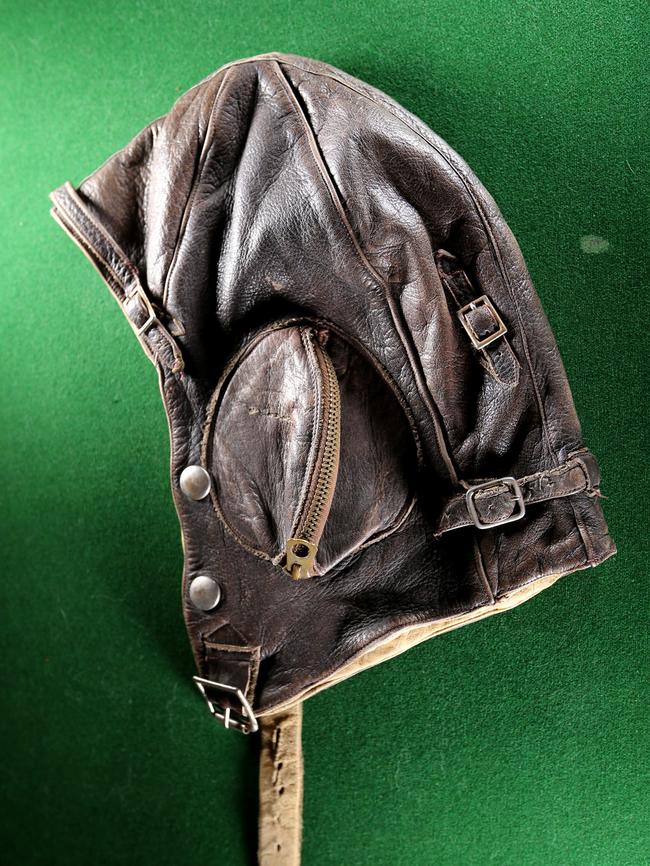 Rodney Tonkin’s recovered WWII helmet. Picture: Mike Batterham