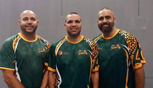 Razzle coaches at the Australian indigenous Basketball Tournament in Cairns, Duggan, Mundine and former Manly Sea Eagle and Sydney Comets basketball player Lindsay Munro
