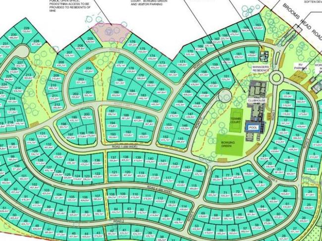 The original plan for the Gulmarrad Manufactured Homes with 255 residences.