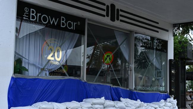 Businesses in Brisbane are sandbagging ahead of predicted flooding from Cyclone Alfred. Picture: Albert Perez/Getty Images