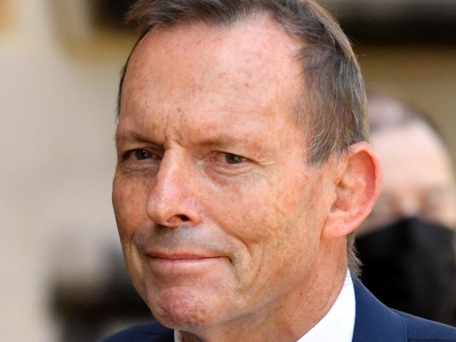 Former prime minister Tony Abbott arrives for the state funeral of former NSW premier John Fahey, at St Mary's Cathedral, in Sydney, Friday, September 25, 2020. Mr Fahey was NSW premier from 1992 to 1995 and played a key role in the bid for Sydney to host the 2000 Olympic Games before going on to become federal finance minister. (AAP Image/POOL/Mick Tsikasvia NCA NewsWire)