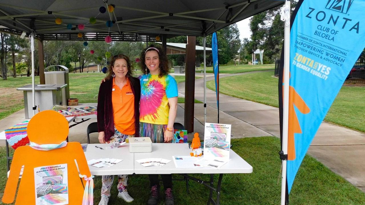 Wendy Simms and Lacey-Jae O'Halloran of Zonta Club of Biloela at Pride Picnic in the Park in Biloela on June 4, 2022. Picture: Jen Gourley