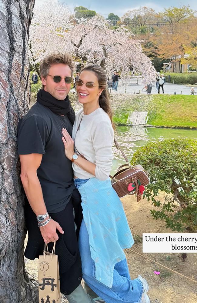 Aussie jewellery designer Buck Palmer with supermodel girlfriend Alessandra Ambrosio travelling Japan together. Instagram,