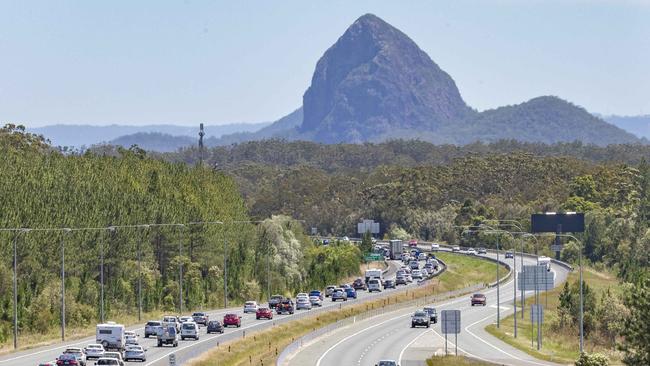 Traffic returning from the Sunshine Coast on the Bruce Highway through Beerwah. Picture: Richard Walker