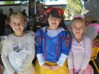 PRINCESS POWER: Kaydee Boughen, Stevie-Maree Wilson and Allie Hourn have fun at the Roma State College Under Eights Day. Picture: Molly Hancock