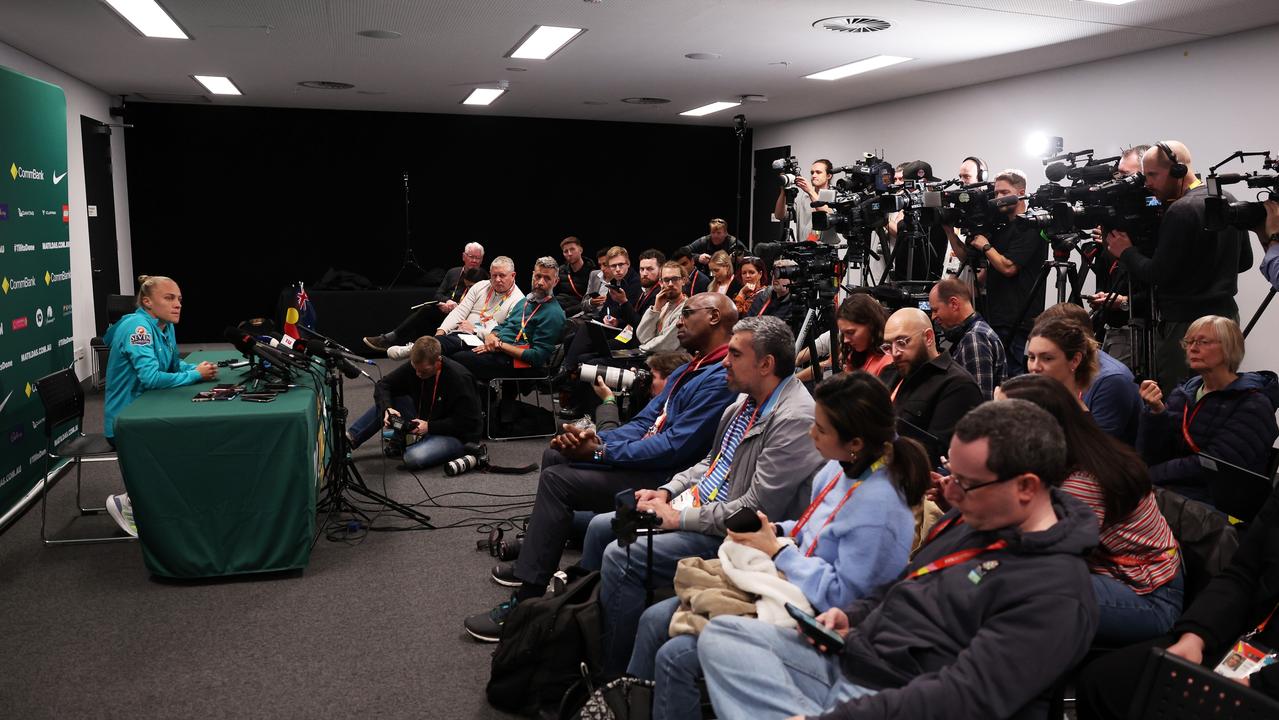 A packed press gallery attended Tameka Yallop’s press conference on Monday. Picture: Matt King/Getty Images