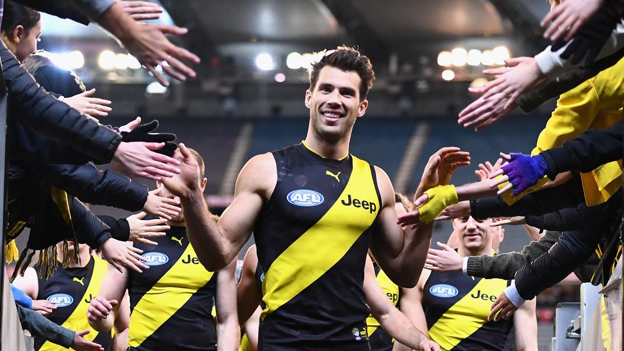 Alex Rance departs the MCG after a win in 2018.