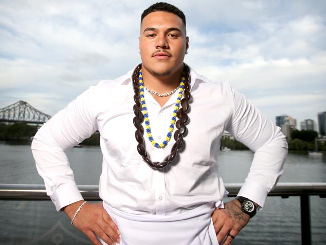 Brisbane gridiron player Jordan Spasojevic-Moko has been chased by a staggering 23 US colleges. Picture: Steve Pohlner