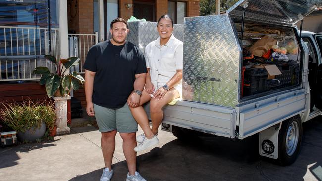 Shanine Pineda and Oli Fynn in southwest Sydney say home ownership is out of their reach in the city, despite living with their parents to save. Picture: Nikki Short