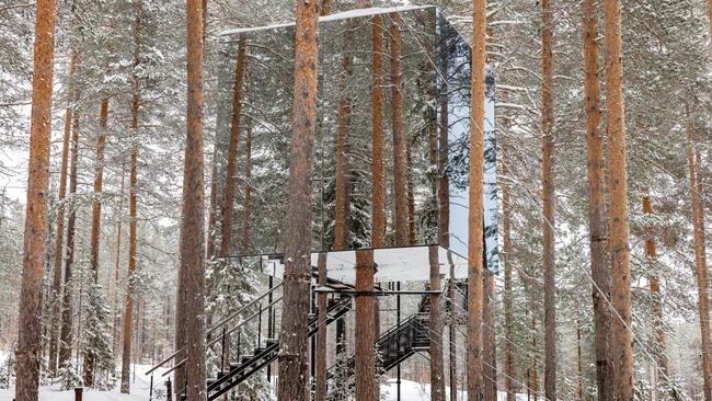 The Mirrorcube suite at the Treehotel in the Norrland forest of northern Sweden. Picture: Tree Hotel