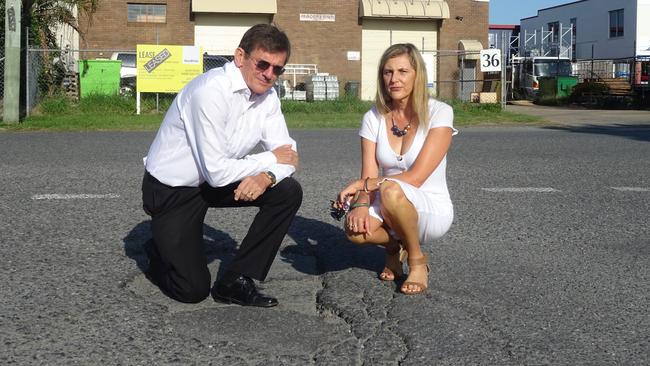 Labor city councillor for Wynnum Manly Peter Cumming and Labor candidate for Doboy Joanne Culshaw on Canberra St. Picture: Supplied